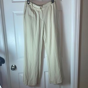 Isaac Mizrahi Trouser Pants ivory/creamy Linen and Silk Blend Size 4